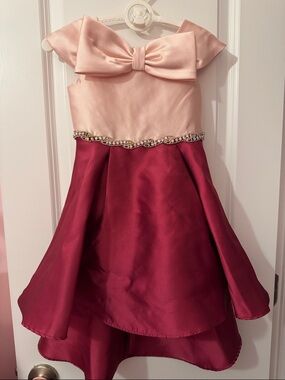 Rare Editions Blush Pink Bodice with Wine Skirt Party Dress